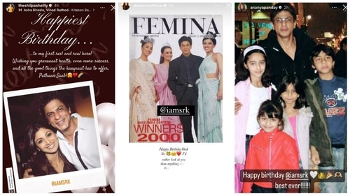 Shilpa Shetty, Dia Mirza and Ananya Panday wished Shah Rukh Khan on his birthday via Instagram Stories. Shilpa Shetty, Dia Mirza and Ananya Panday wished Shah Rukh Khan on his birthday via Instagram Stories.