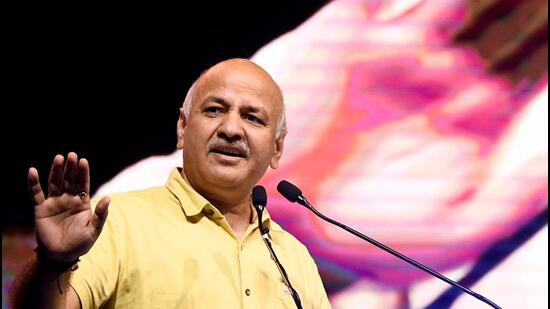 New Delhi, Sept 28 (ANI): Delhi Deputy Chief Minister Manish Sisodia speaks during an interaction with teachers and students on the occasion of 1st anniversary of Desh Bhakti Curriculum at Thyagraj Stadium, in New Delhi on Wednesday. (ANI Photo) (Amit Sharma)