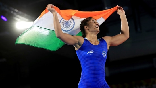 India's Vinesh Phogat celebrates winning against Sri Lanka's Chamodya Keshani Maduravalage (AP) India's Vinesh Phogat celebrates winning against Sri Lanka's Chamodya Keshani Maduravalage (AP)
