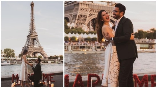 Hansika Motwani and her boyfriend Sohail Kathuria at the Eiffel Tower in Paris.