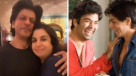 Shah Rukh Khan with Farah Khan and Karan Johar. 