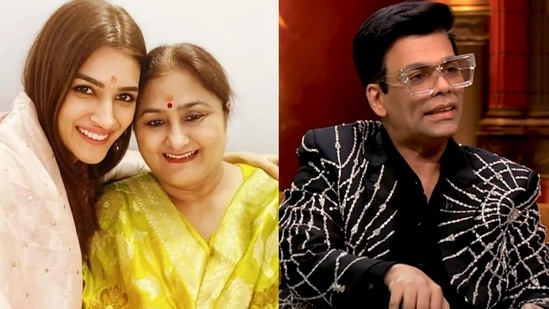 When Kriti Sanon's mom reacted to Karan Johar. When Kriti Sanon's mom reacted to Karan Johar.