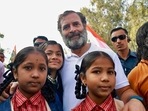 Congress leader Rahul Gandhi poses for a picture with students during party's Bharat Jodo Yatra, in Hyderabad on Thursday. (Congress Twitter/ANI) Congress leader Rahul Gandhi poses for a picture with students during party's Bharat Jodo Yatra, in Hyderabad on Thursday. (Congress Twitter/ANI)