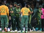Pakistan stayed in contention for a spot in the final with a 33-run win in a rain-curtailed match against South Africa(AP)