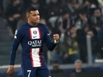 Paris Saint-Germain forward Kylian Mbappe celebrates after scoring against Juventus(AFP) Paris Saint-Germain forward Kylian Mbappe celebrates after scoring against Juventus(AFP)