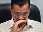 Delhi chief minister Arvind Kejriwal during a press conference,