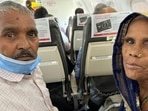 The man bought food for this couple from UP, who boarded the flight for the first time. The man bought food for this couple from UP, who boarded the flight for the first time.