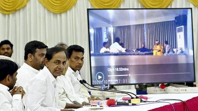 Telangana chief minister K Chandrashekar Rao addresses the media from Pragathi Bhavan in Hyderabad on Thursday. (PTI) Telangana chief minister K Chandrashekar Rao addresses the media from Pragathi Bhavan in Hyderabad on Thursday. (PTI)