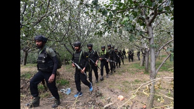 Indian Army soldiers during a search and cordon operation for representational purposes only. (HT File Photo) Indian Army soldiers during a search and cordon operation for representational purposes only. (HT File Photo)