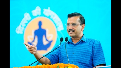 New Delhi, Nov 03 (ANI): Delhi Chief Minister Arvind Kejriwal addresses during an interaction with yoga instructors, in New Delhi on Wednesday. (ANI Photo) (ANI)