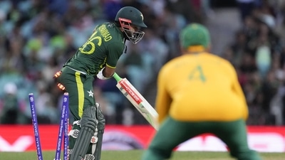 Rizwan and Babar fell early as the Pakistan top two failed to click once again (AP)