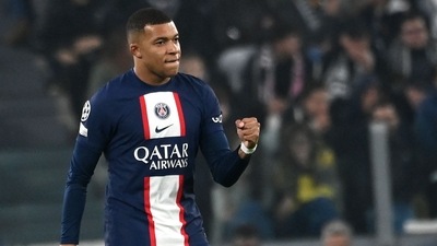 Paris Saint-Germain forward Kylian Mbappe celebrates after scoring against Juventus (AFP) Paris Saint-Germain forward Kylian Mbappe celebrates after scoring against Juventus (AFP)
