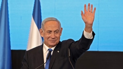Israel's ex-premier and leader of the Likud party Benjamin Netanyahu addresses supporters at campaign headquarters in Jerusalem early on November 2, 2022. (AFP) Israel's ex-premier and leader of the Likud party Benjamin Netanyahu addresses supporters at campaign headquarters in Jerusalem early on November 2, 2022. (AFP)