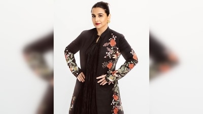 Vidya Balan was seen wearing a long black gown which she paired with an embroidered coat. (Instagram/@vidyabalan) Vidya Balan was seen wearing a long black gown which she paired with an embroidered coat. (Instagram/@vidyabalan)