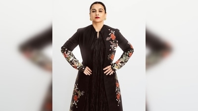 For her hairdo, Vidya Balan opted for the sleek low bun with a middle parting. (Instagram/@vidyabalan) For her hairdo, Vidya Balan opted for the sleek low bun with a middle parting. (Instagram/@vidyabalan)