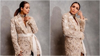 Malaika Arora looks fierce and fabulous in mini blazer dress and boots. (Instagram) Malaika Arora looks fierce and fabulous in mini blazer dress and boots. (Instagram)