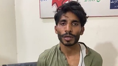 Man who allegedly shot at and injured Imran Khan. (@iihtishamm) Man who allegedly shot at and injured Imran Khan. (@iihtishamm)