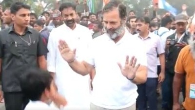 Rahul Gandhi apparently corrected the punch technique of a Karate kid amid his Bharat Jodo Yatra.