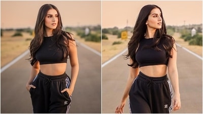 Tara Sutaria rocks a crop top and joggers for new pictures. (Instagram) Tara Sutaria rocks a crop top and joggers for new pictures. (Instagram)