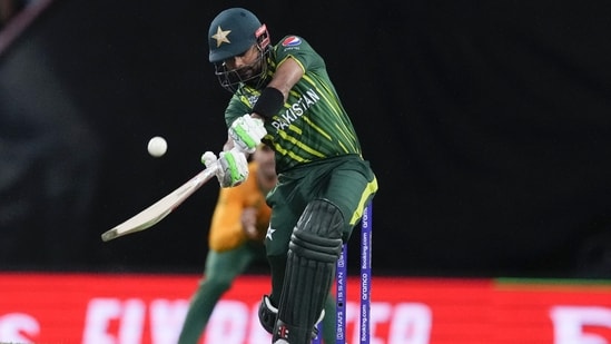 Pakistan's Babar Azam bats during the T20 World Cup cricket match(AP)