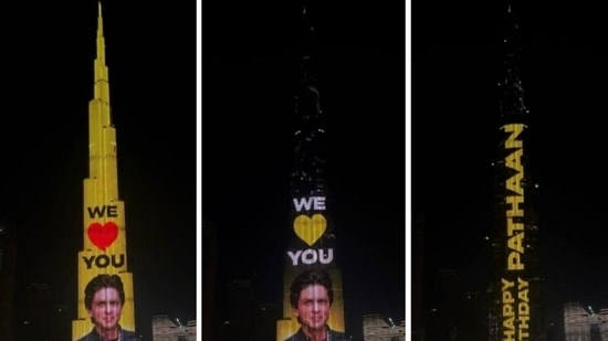 Burj Khalifa lights up with warm wishes for Shah Rukh Khan on his 57th birthday. 