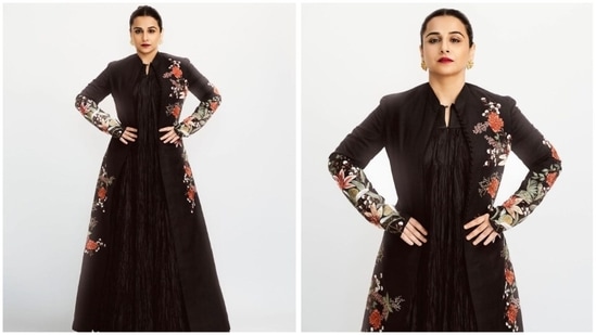 Vidya Balan looks majestic in all-black Rohit Bal couture | Hindustan Times