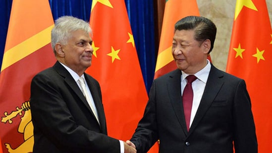 Sri Lanka President Ranil Wickremesinghe with Chinese counterpart Xi Jinping.