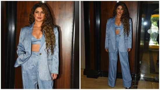 Priyanka Chopra is an absolute diva and she clearly know how to rock any outfit. After three years, the actress is back in Mumbai for a short period to promote her new hair product line. Priyanka was spotted on Thursday coming out for promotional work while dressed in a power suit and striking a confident attitude.(HT Photos/Varinder Chawla)