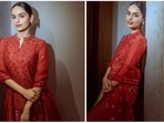 Former Miss World and Prithviraj Chauhan actor, Manushi Chhillar, enjoys a huge fan following from across the world. The model/actor often treats her Instagram handle with photos of herself in stylish fits. Recently, for a recent photoshoot, Manushi went all traditional and donned a red salwar suit.(Instagram/@manushi_chhillar)