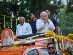 Prime Minister Narendra Modi and Gujarat CM Bhupendra Patel in Rajkot.(PTI) Prime Minister Narendra Modi and Gujarat CM Bhupendra Patel in Rajkot.(PTI)