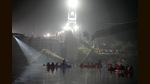 Officials carry out a search and rescue operation in Machchu river, on October 31. A suspension bridge in Gujarat’s Morbi collapsed on Sunday, killing 135 people. (AP) Officials carry out a search and rescue operation in Machchu river, on October 31. A suspension bridge in Gujarat’s Morbi collapsed on Sunday, killing 135 people. (AP)