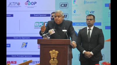 Vice president Jagdeep Dhankar addressing at the inauguration ceremony of 15th Edition of The Premier Agri & Food technology Fair at Parade ground in Sector 17 in Chandigarh on Friday. Photo by Ravi Kumar/ Hindustan Times Vice president Jagdeep Dhankar addressing at the inauguration ceremony of 15th Edition of The Premier Agri & Food technology Fair at Parade ground in Sector 17 in Chandigarh on Friday. Photo by Ravi Kumar/ Hindustan Times