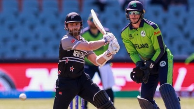 Kane Williamson bats during the T20 World Cup cricket match between New Zealand and Ireland in Adelaide. (AP) Kane Williamson bats during the T20 World Cup cricket match between New Zealand and Ireland in Adelaide. (AP)