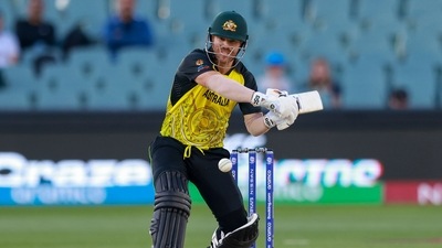 Australia's David Warner bats during the T20 World Cup cricket match between Australia and Afghanistan (AP) Australia's David Warner bats during the T20 World Cup cricket match between Australia and Afghanistan (AP)