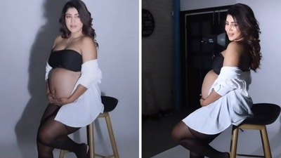 Debina Bonnerjee shares a video from her maternity shoot. Debina Bonnerjee shares a video from her maternity shoot.