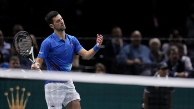 Serbia's Novak Djokovic reacts during his match against Karen Khachanov (AP) Serbia's Novak Djokovic reacts during his match against Karen Khachanov (AP)