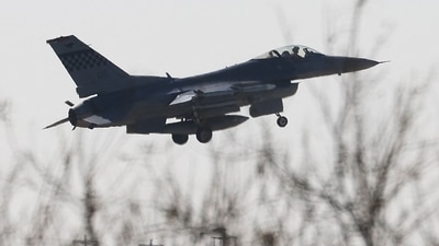 A US Air Force F-16 fighter jet flies. (AFP) A US Air Force F-16 fighter jet flies. (AFP)