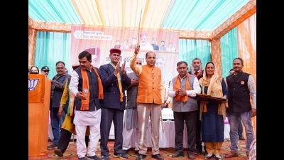 Chief minister Jai Ram Thakur during an election rally at Nadaun in Hamirpur district on Friday. (HT Photo) Chief minister Jai Ram Thakur during an election rally at Nadaun in Hamirpur district on Friday. (HT Photo)