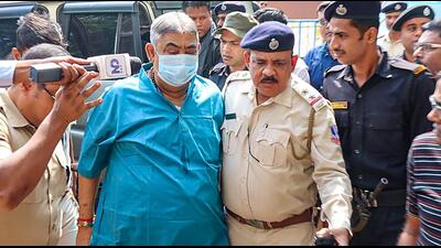 TMC leader Anubrata Mondal being produced before a special CBI court in a cattle smuggling case in Asansol on Oct. 29, 2022. (PTI File Photo) TMC leader Anubrata Mondal being produced before a special CBI court in a cattle smuggling case in Asansol on Oct. 29, 2022. (PTI File Photo)