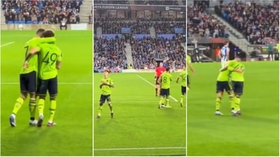 Alejandro Garnacho imitates Ronaldo's celebration (Twitter) Alejandro Garnacho imitates Ronaldo's celebration (Twitter)