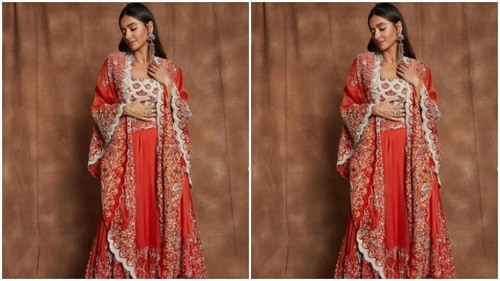 Add more drama to your look with a dramatic cape trail like Shibani Dandekar. (Instagram/@shibanidandekarakhtar)
