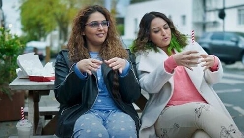 Huma Qureshi and Sonakshi Sinha in a still from Double XL. Huma Qureshi and Sonakshi Sinha in a still from Double XL.