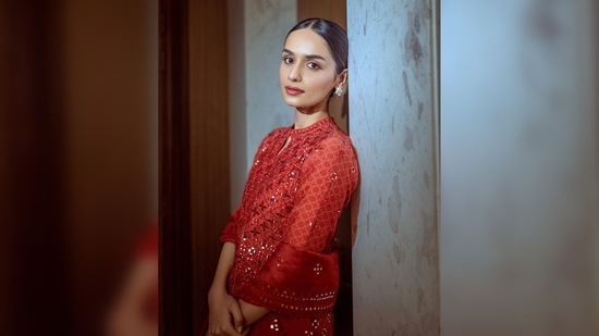 Manushi Chhillar went for the sleek hairdo and wore subtle glam makeup.(Instagram/@manushichhillar)