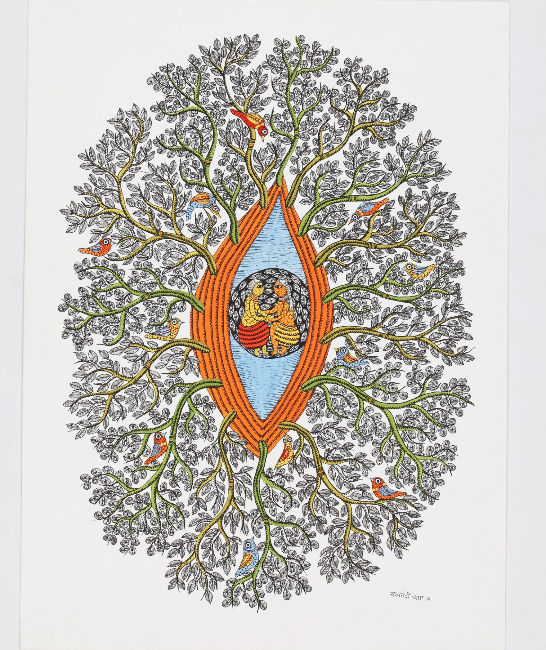 Untitled (Mahadev ka Netra) by Gond artist Sukhnandi Vyam; 2015. (Sarmaya Arts Foundation)