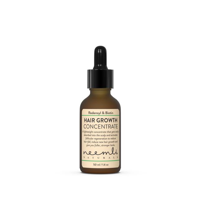 This Redensyl & Biotin based serum has a powerful plant-based formulation which promises to stimulate new hair growth, fight hair-fall, hair loss and thinning hair. (Hair Growth Concentrate by Neemli Naturals