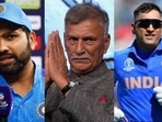India captain Rohit Sharma; BCCI chief Roger Binny; MS Dhoni