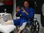 Imran Khan talks with media representatives at a hospital in Lahore on November 4, 2022, a day after an assassination attempt on him during his long march near Wazirabad. Imran Khan talks with media representatives at a hospital in Lahore on November 4, 2022, a day after an assassination attempt on him during his long march near Wazirabad.