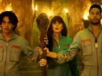 Ishaan Khatter, Katrina Kaif, and Siddhant Chaturvedi in a still from Phone Bhoot. Ishaan Khatter, Katrina Kaif, and Siddhant Chaturvedi in a still from Phone Bhoot.
