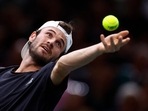 Tennis - ATP Masters 1000 - Paris Masters - Accor Arena, Paris, France - November 4, 2022 Denmark's Holger Rune in action during his quarter final match against Spain's Carlos Alcaraz REUTERS/Christian Hartmann