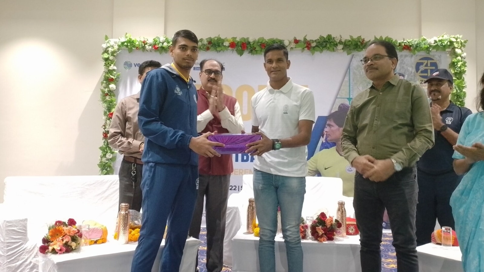 Legendary goalkeeper Subrata Paul felicitates Zinc Football Academy’s India U-17 SAFF star Sahil Poonia